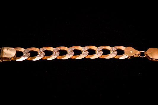 14K Gold Two-Tone Curb ID Bracelet-B07