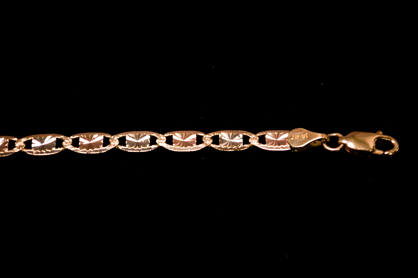 14K Gold Three-Tone Diamond-Cut Chain Bracelet-B56