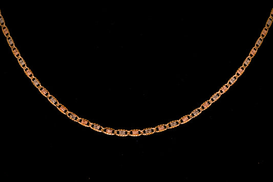 14K Gold Three-Tone Valentino Link Necklace-C144
