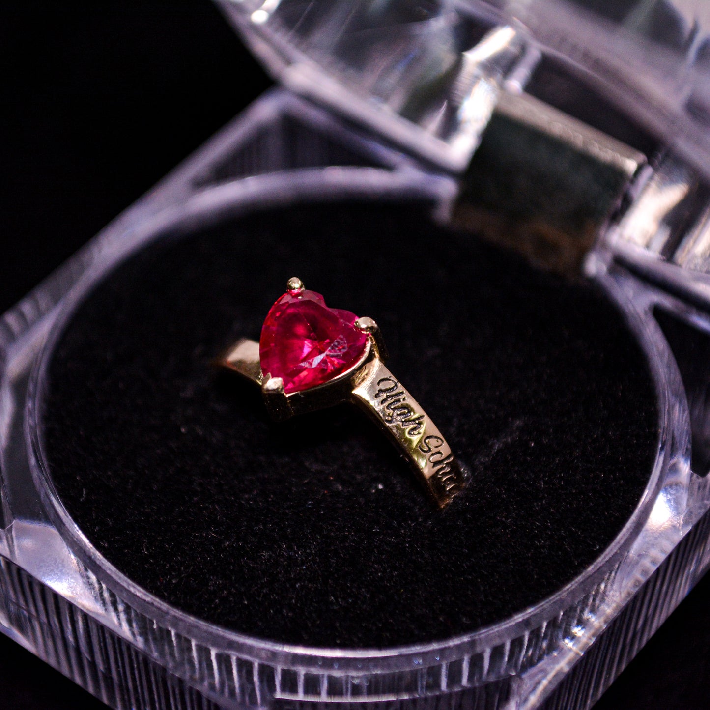 14K Gold Graduation Heart Ring with Pink CZ Stone – Size 7 – A278