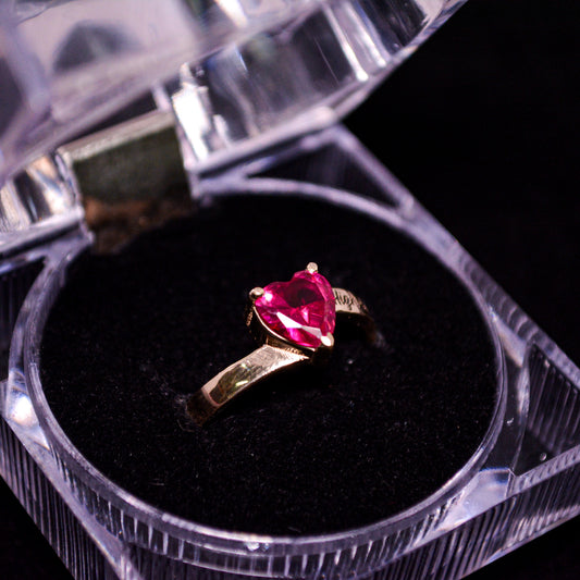 14K Gold Graduation Heart Ring with Pink CZ Stone – Size 7 – A278