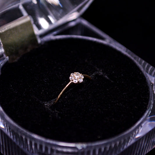 14K Gold Mini Floral CZ Cluster Ring – Size __ (0.3g) – A307