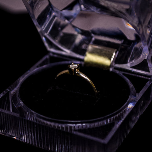 Natural Diamond Solitaire Gold Ring – 1.3g – Size 5.5 | A61
