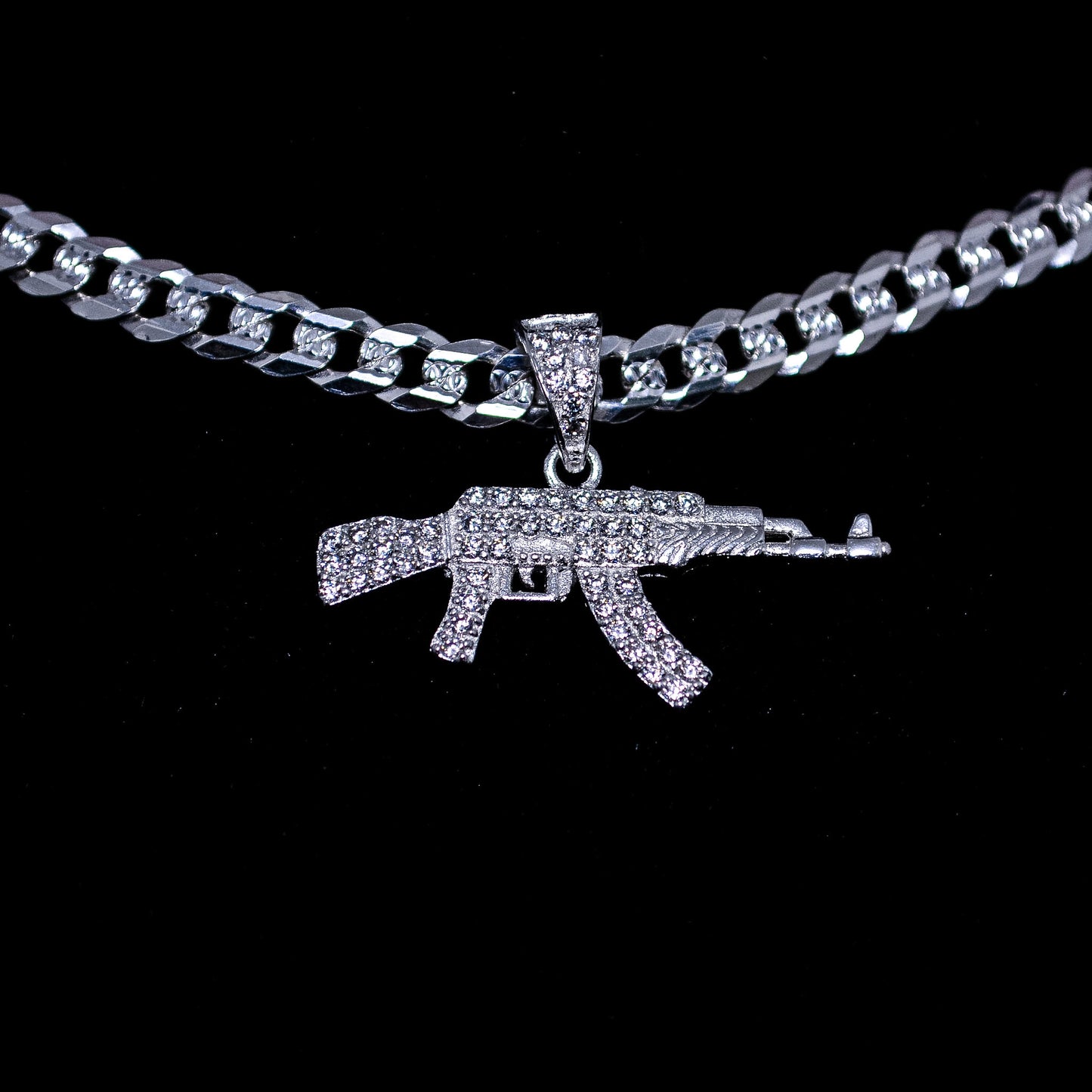 Silver CZ AK-47 Pendant – 3.6g | D179