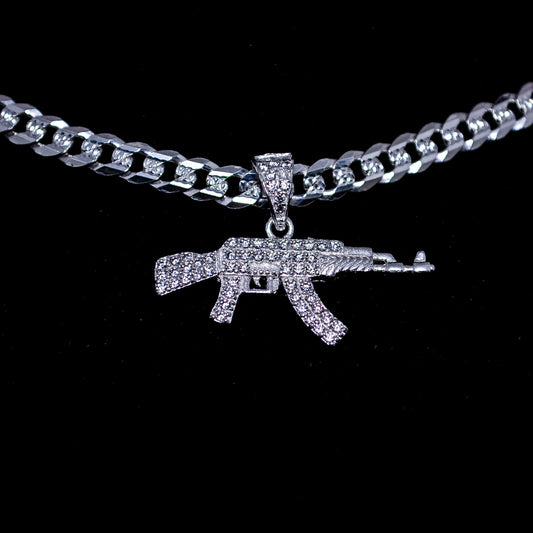 Silver CZ AK-47 Pendant – 3.6g | D179