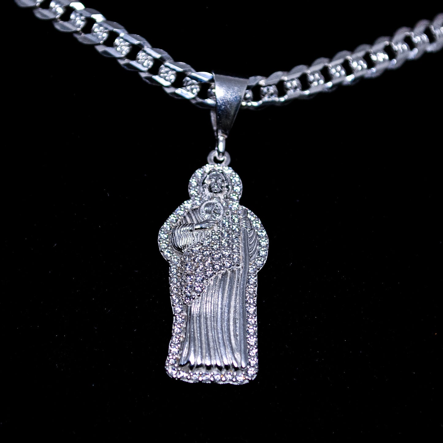 Silver San Judas CZ Pendant – 6.3g | D166