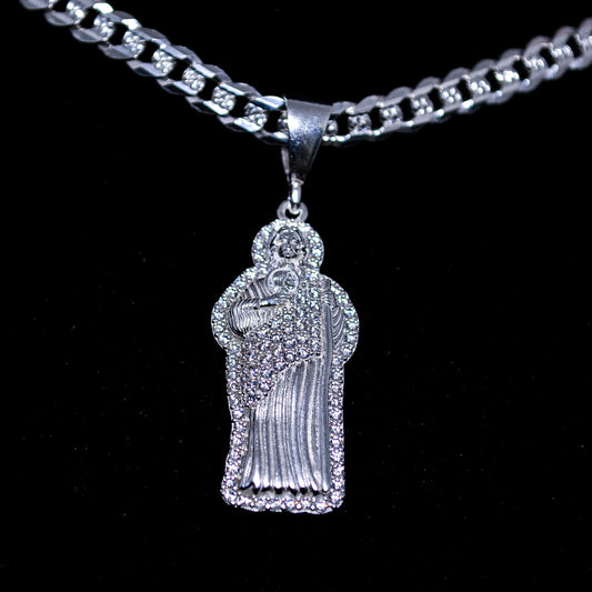 Silver San Judas CZ Pendant – 6.3g | D166