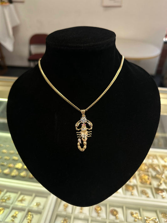 14K Gold “Escorpión Movible” Three-Tone Pendant CZ Stones #D051