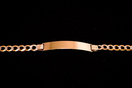 14K Gold Two-Tone Curb ID Bracelet-B53