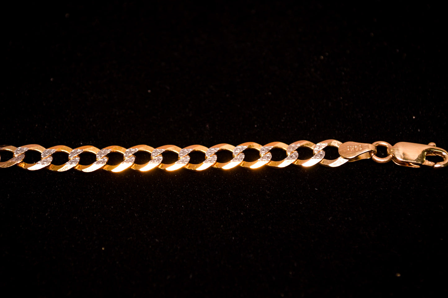 14K Gold Two-Tone Curb ID Bracelet-B53