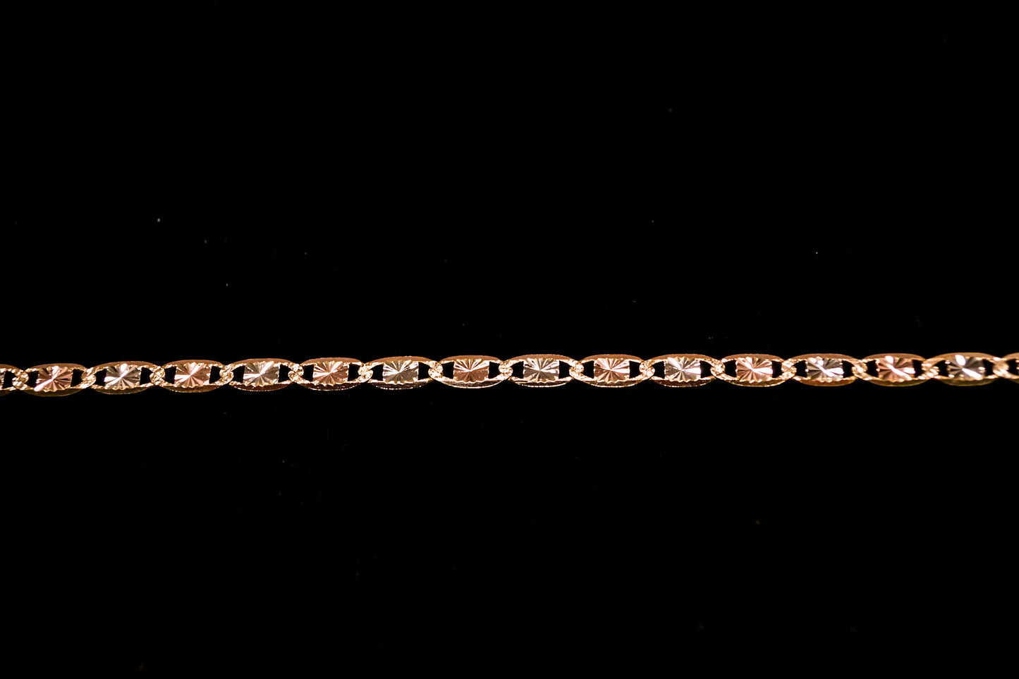 14K Gold Three-Tone Diamond-Cut Chain Bracelet-B56