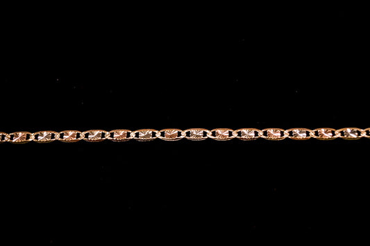 14K Gold Three-Tone Diamond-Cut Chain Bracelet-B56