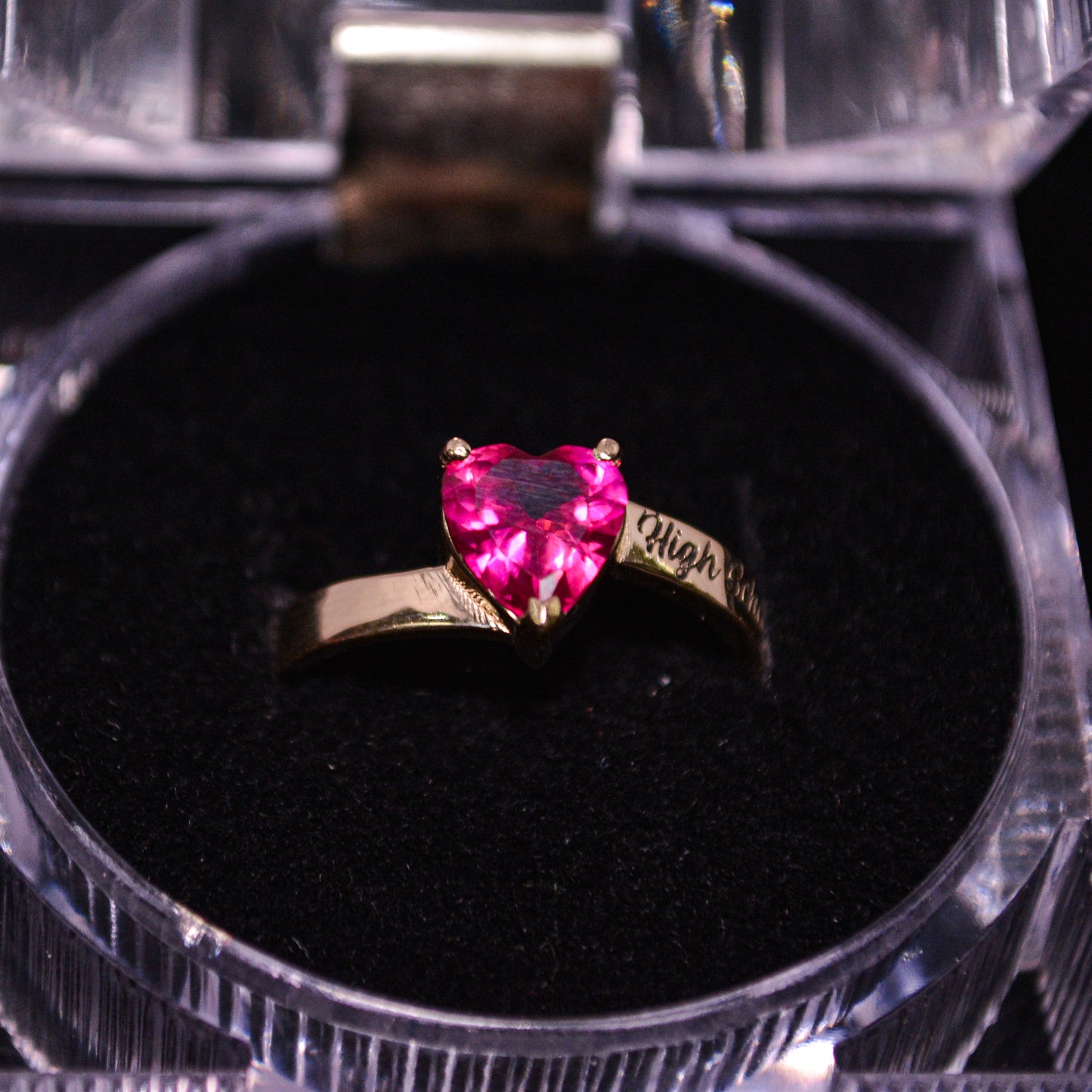14K Gold Graduation Heart Ring with Pink CZ Stone – Size 7 – A278