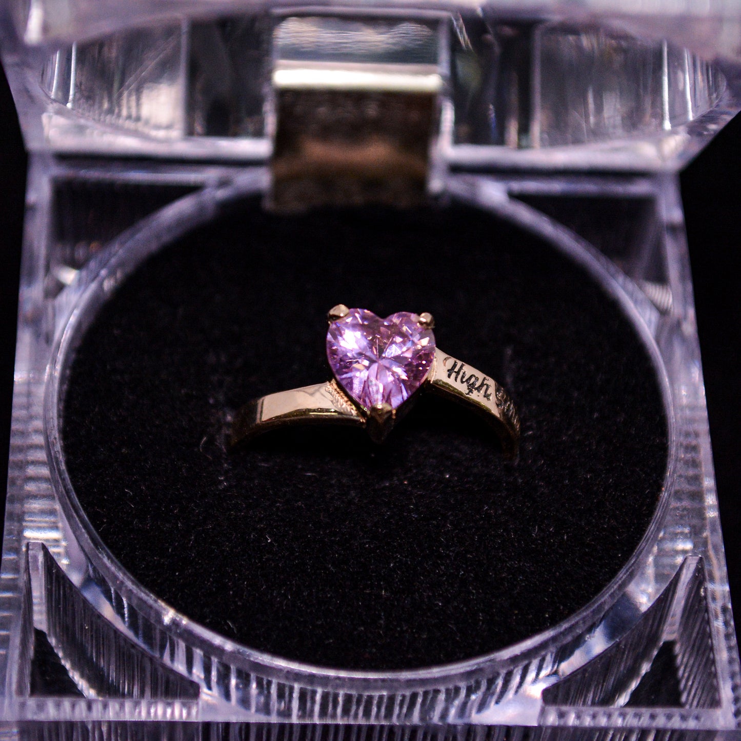 14K Gold Graduation Heart Ring with Pink CZ Stone – Size 7 – A279