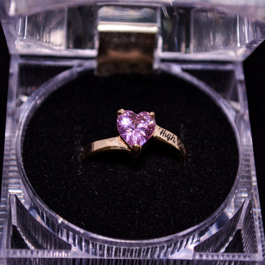 14K Gold Graduation Heart Ring with Pink CZ Stone – Size 7 – A279