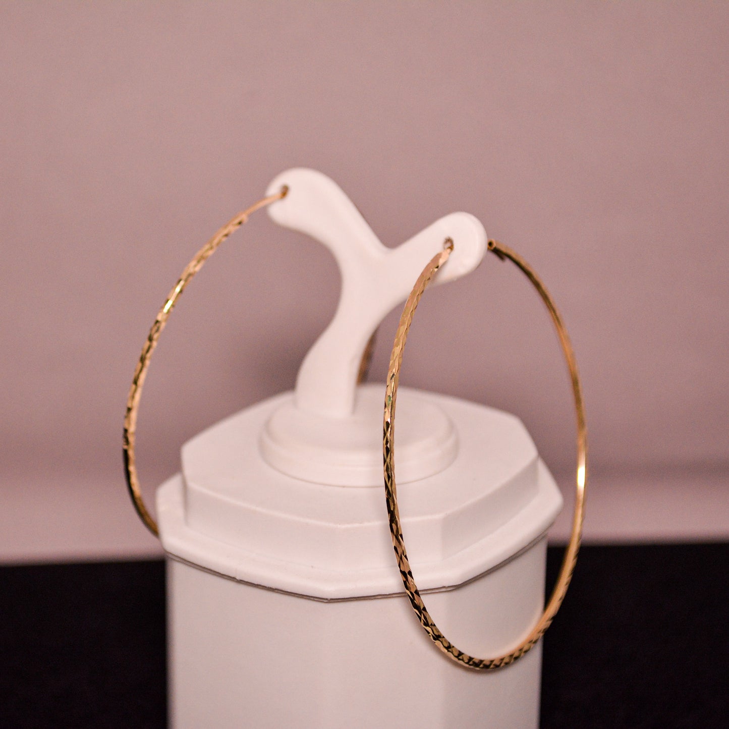 14K Gold Hoop Earrings – Textured Design – #333