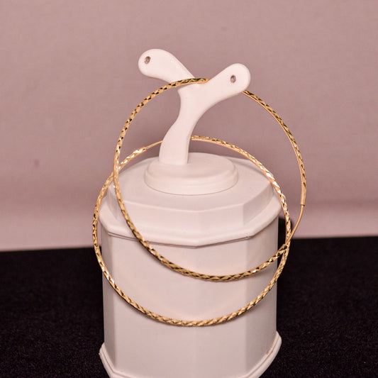 14K Gold Hoop Earrings – Textured Design – #333