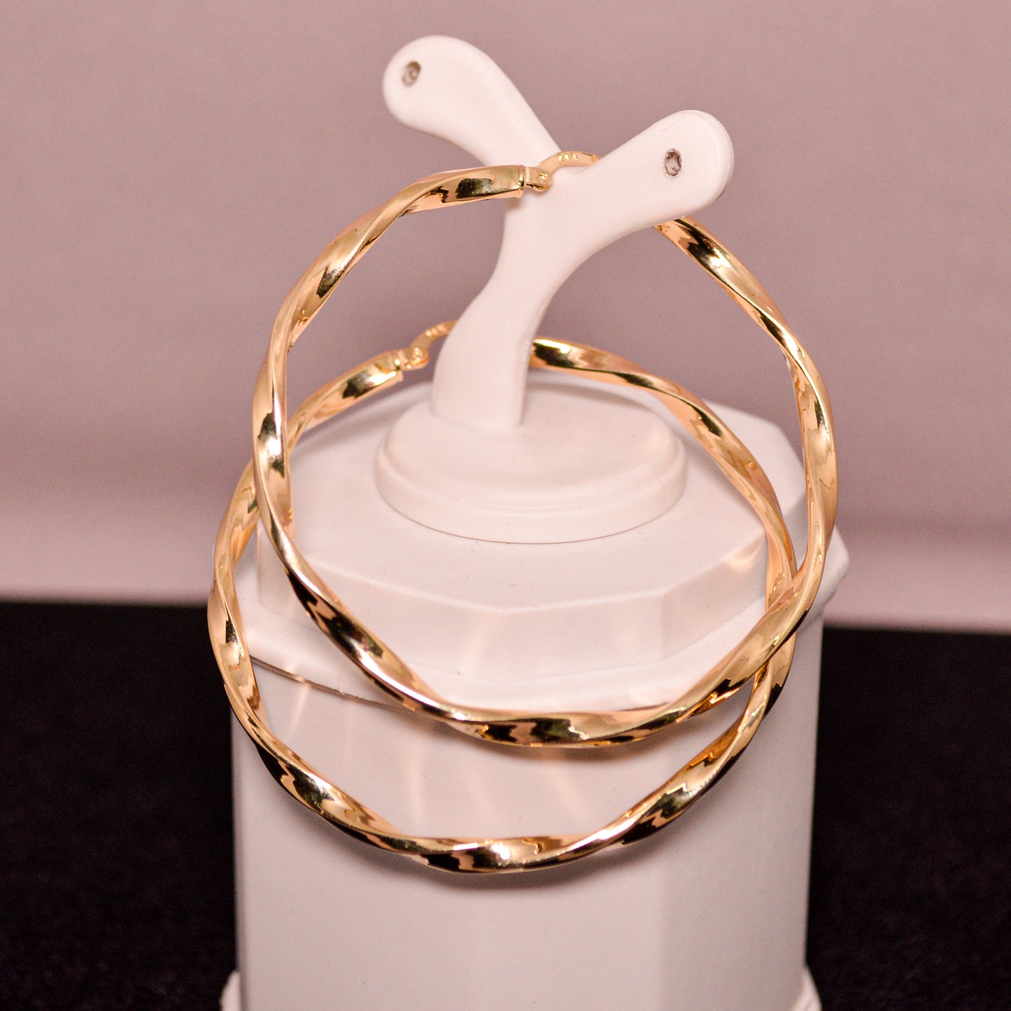 14K Gold Hoop Earrings – Twisted Design – A341