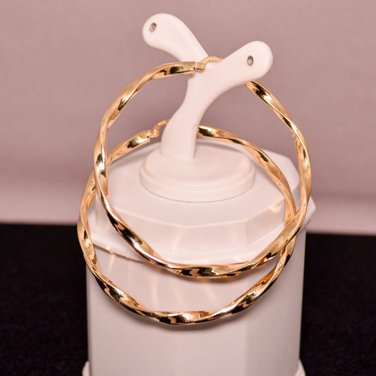 14K Gold Hoop Earrings – Twisted Design – A341