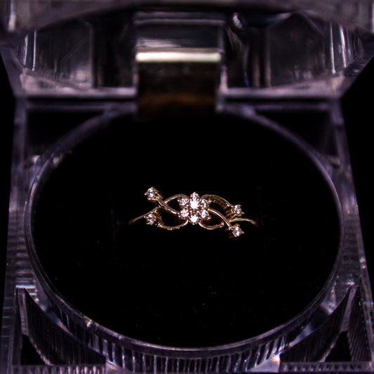 14K Gold Floral CZ Vine Ring – Size __ (1.7g) – A297