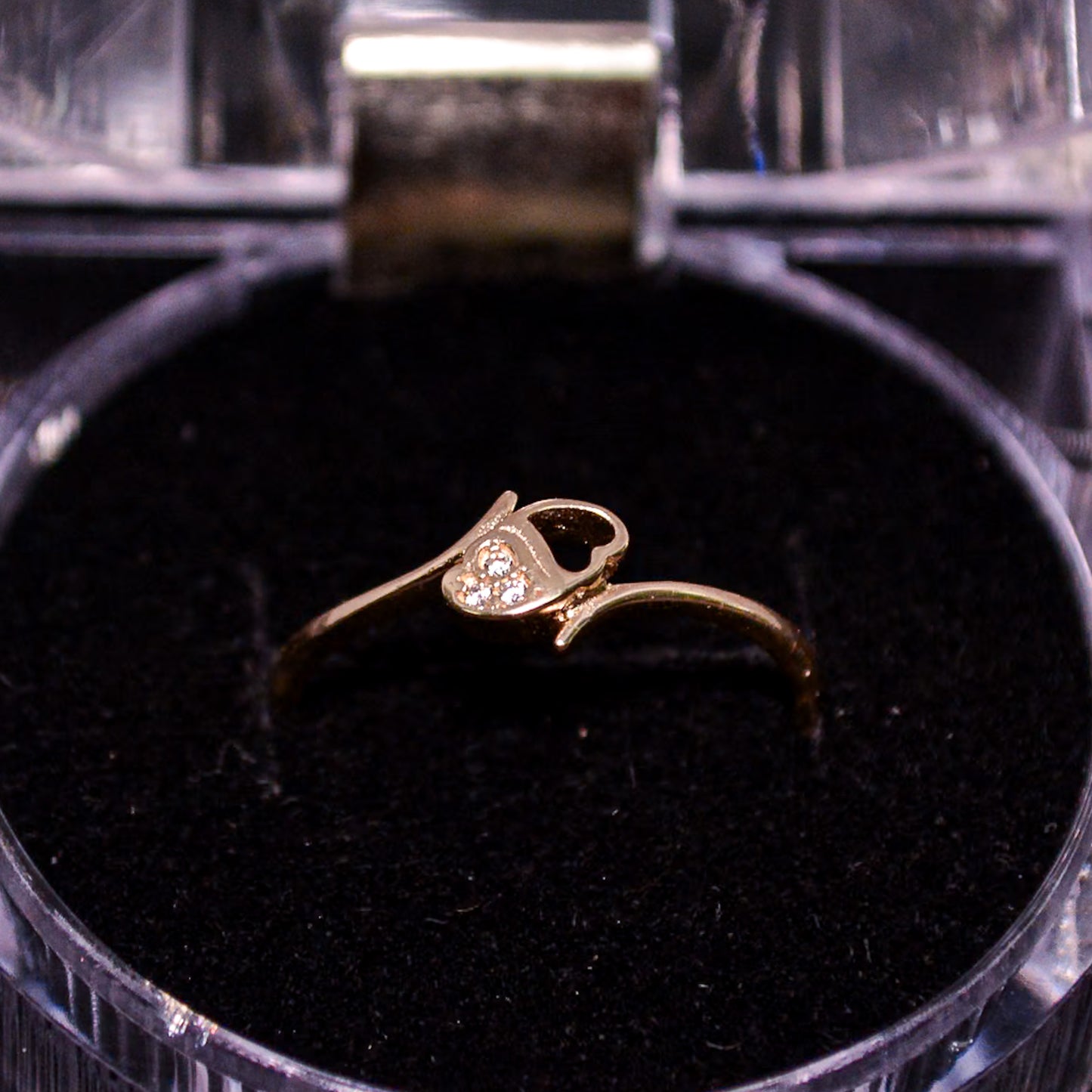 14K Gold Open Heart CZ Accent Ring – Size __ (1.5g) – A295