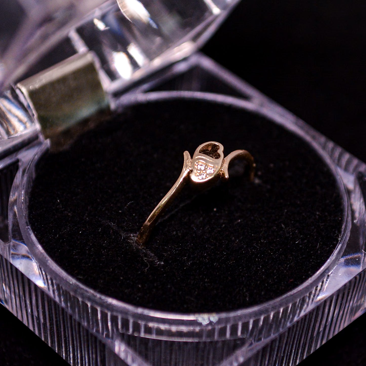 14K Gold Open Heart CZ Accent Ring – Size __ (1.5g) – A295