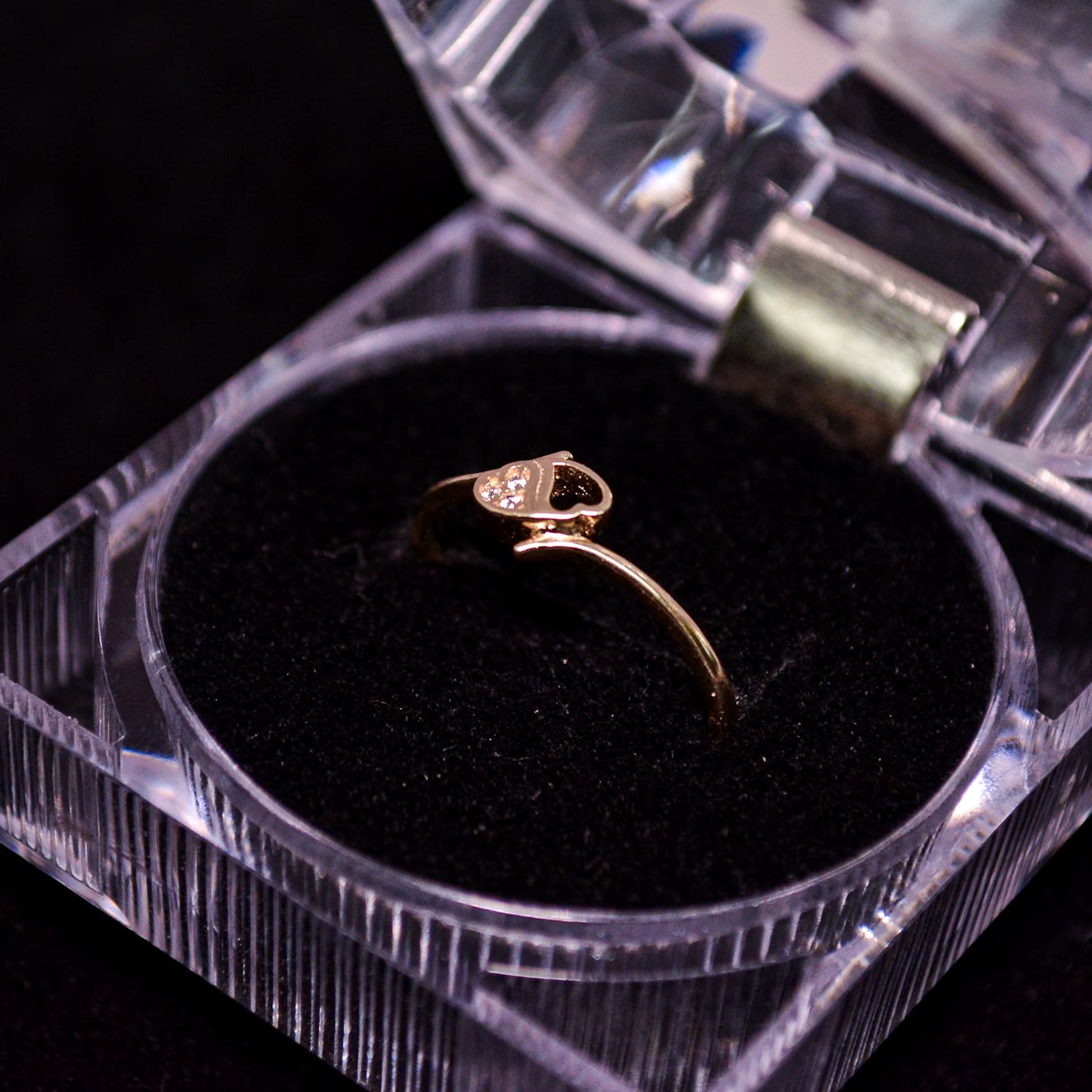 14K Gold Open Heart CZ Accent Ring – Size __ (1.5g) – A295
