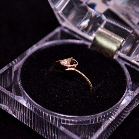 14K Gold Open Heart CZ Accent Ring – Size __ (1.5g) – A295