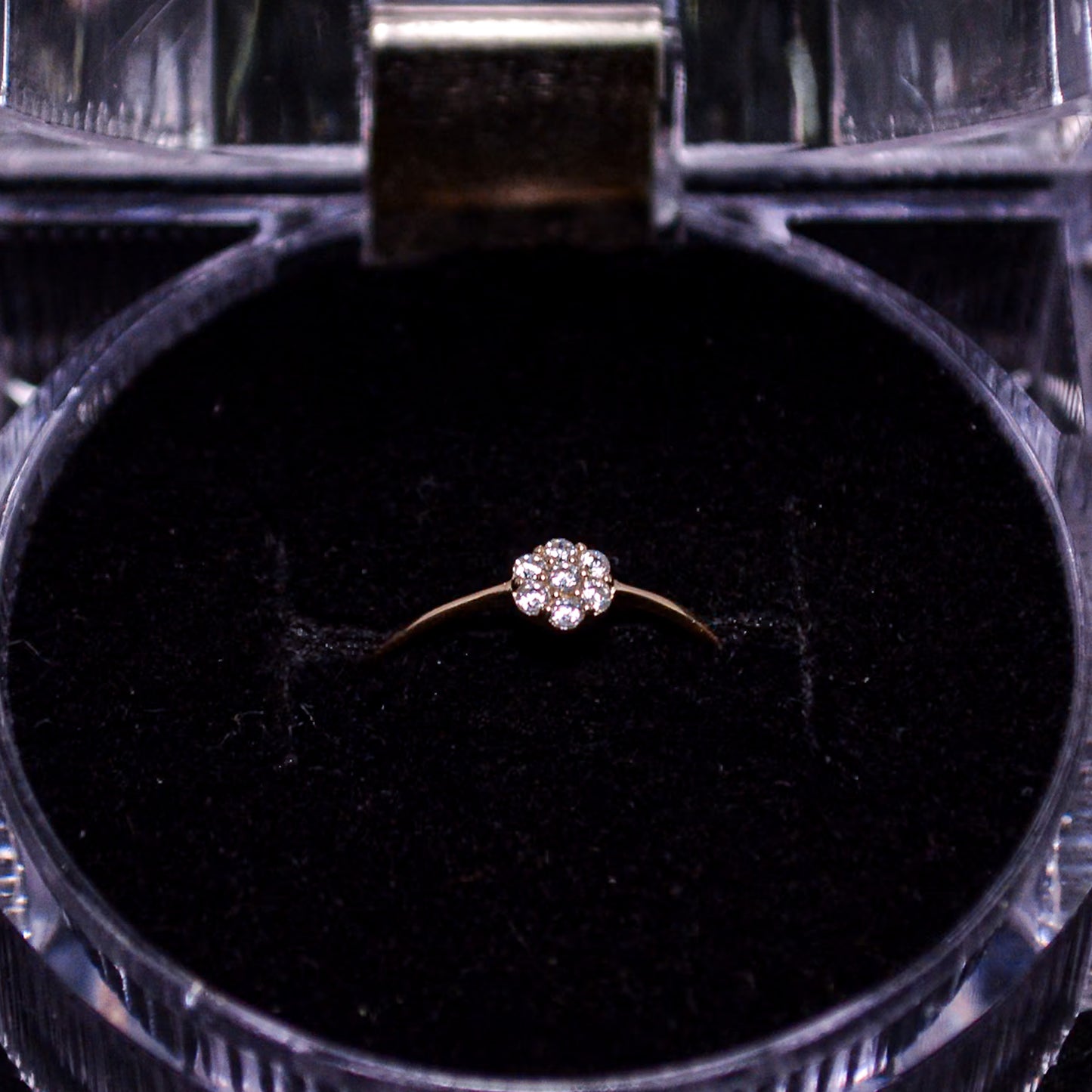 14K Gold Mini Floral CZ Cluster Ring – Size __ (0.3g) – A307