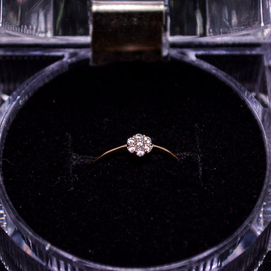 14K Gold Mini Floral CZ Cluster Ring – Size __ (0.3g) – A307