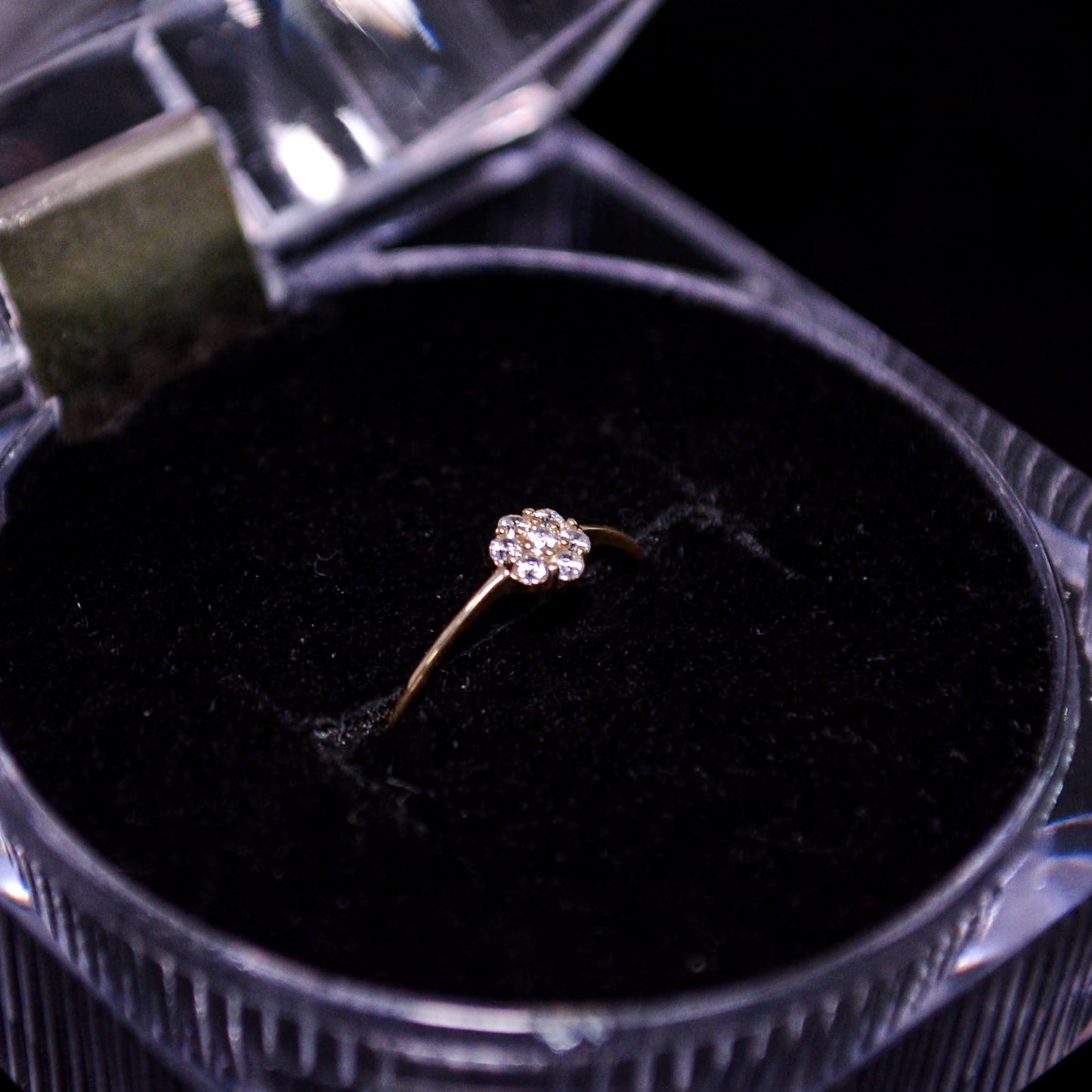 14K Gold Mini Floral CZ Cluster Ring – Size __ (0.3g) – A307