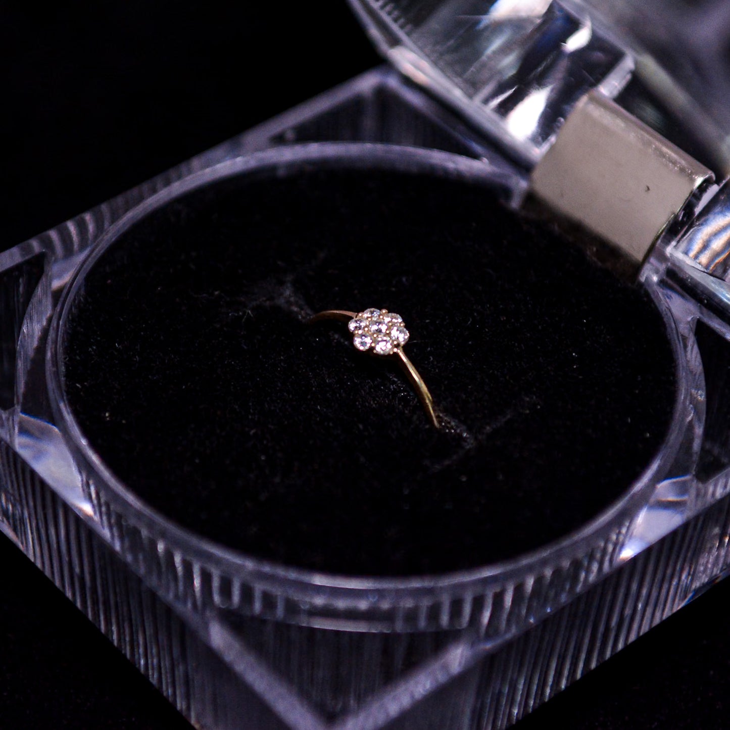 14K Gold Mini Floral CZ Cluster Ring – Size __ (0.3g) – A307