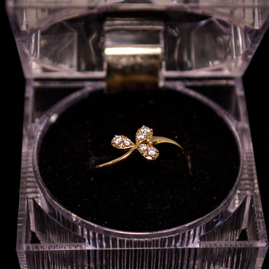 14K Gold Butterfly Ring with CZ Accents – Size 8 (1.3g) – A291