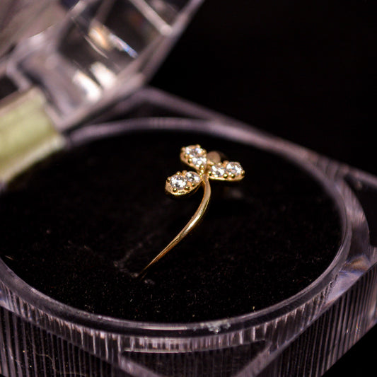 14K Gold Butterfly Ring with CZ Accents – Size 8 (1.3g) – A291