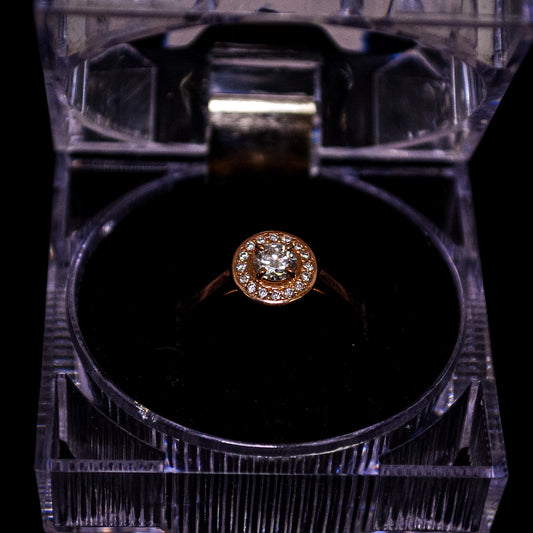 Natural Diamond Halo Engagement Ring – 0.494 CT Center Diamond – G VS2 – Size 7.5 | AL07