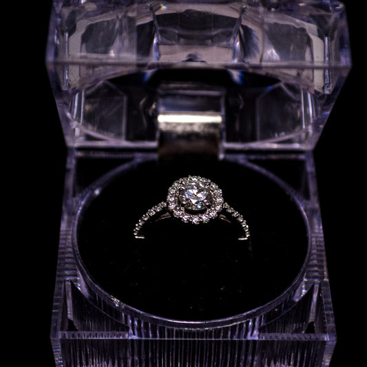 Lab-Grown Diamond Halo Engagement Ring – 1.23 CT Total Weight – E / VVS1 – Size 6.5 | AL15