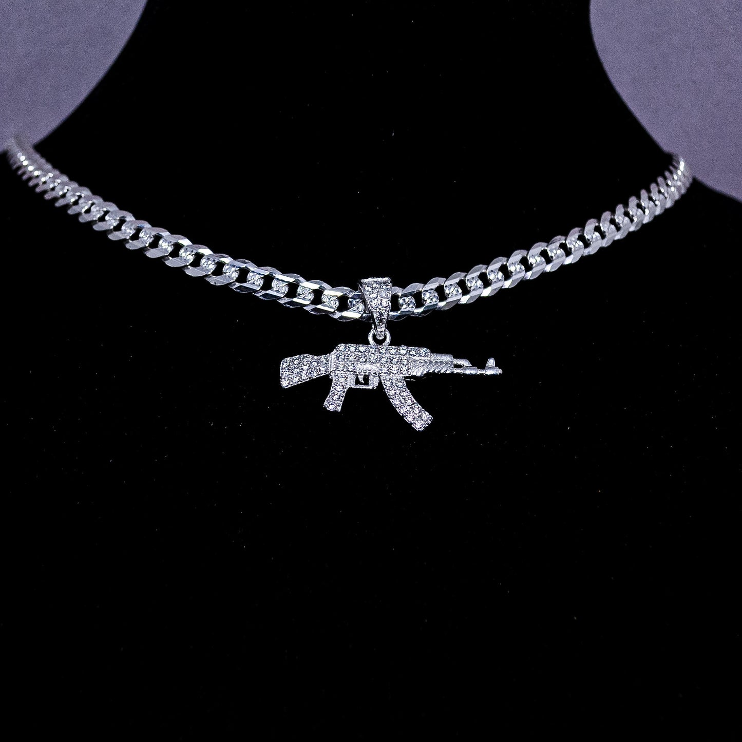 Silver CZ AK-47 Pendant – 3.6g | D179
