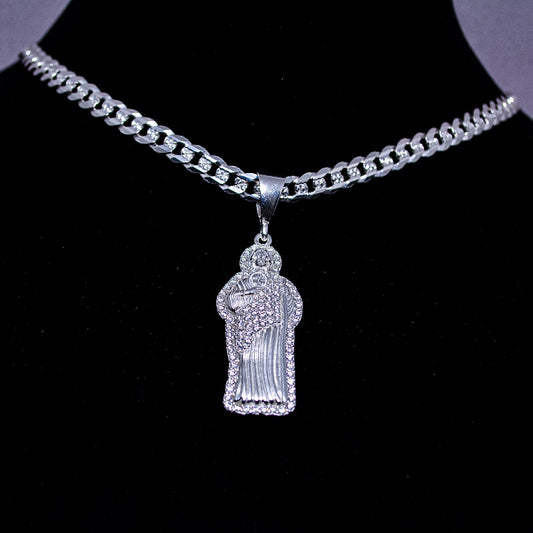 Silver San Judas CZ Pendant – 6.3g | D166