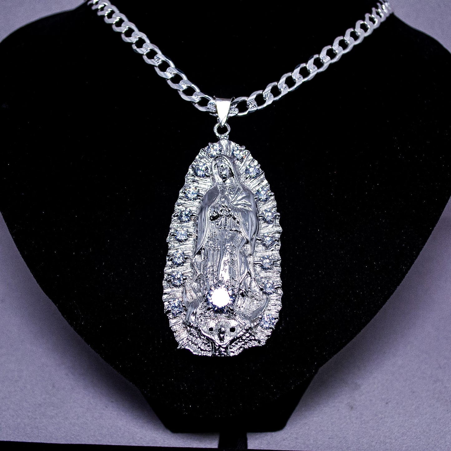 Silver Virgin Mary Statement Pendant – 34.5g | D79