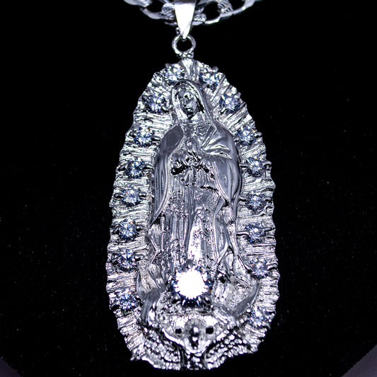 Silver Virgin Mary Statement Pendant – 34.5g | D79