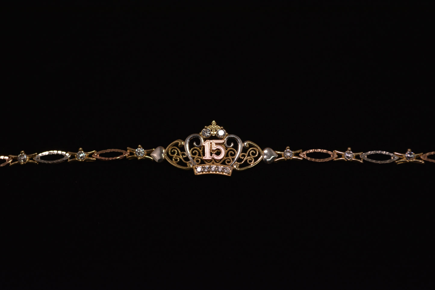 14K Gold “15 Años” Bracelet – Classic Quinceañera Style - #B022