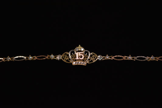 14K Gold “15 Años” Bracelet – Classic Quinceañera Style - #B022